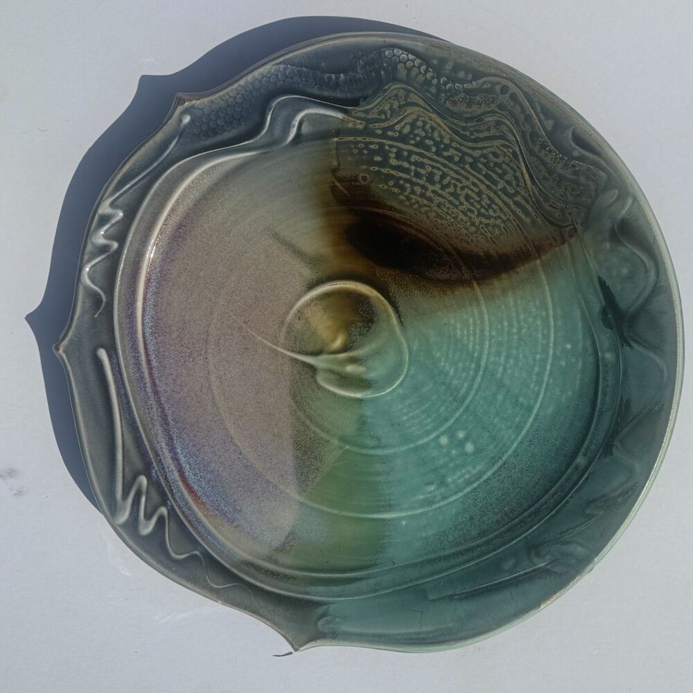 Handmade Ceramic Decorative Plate | Wheel-Thrown Stoneware Art Pottery Tray